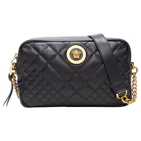 versace gold medusa quilted black patent|Versace Patent Leather Handbag .